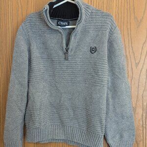 Chaps 1/2 Zip Collar Gray Knit Sweater-Boys S (8)